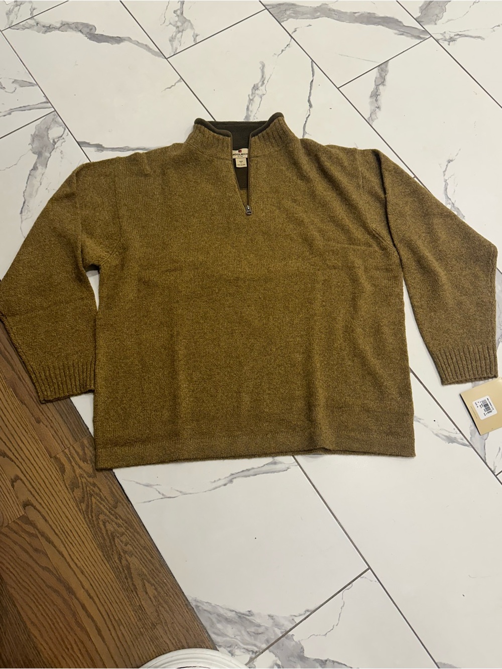 Woolrich Men's Half-Zip Sweater in Olive